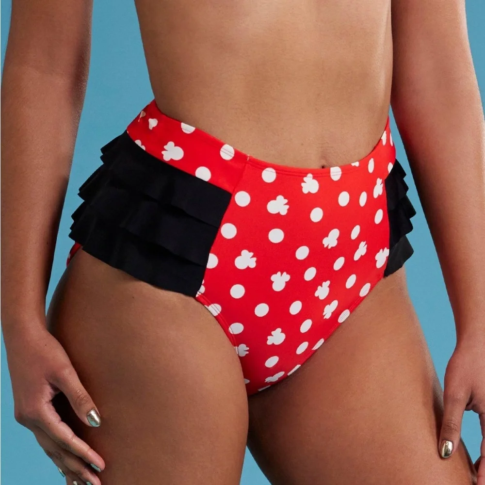 Set! Disney Minnie Mouse Polka Dot Ruffle Swim (Top &‎ Bottoms) Hot Topic